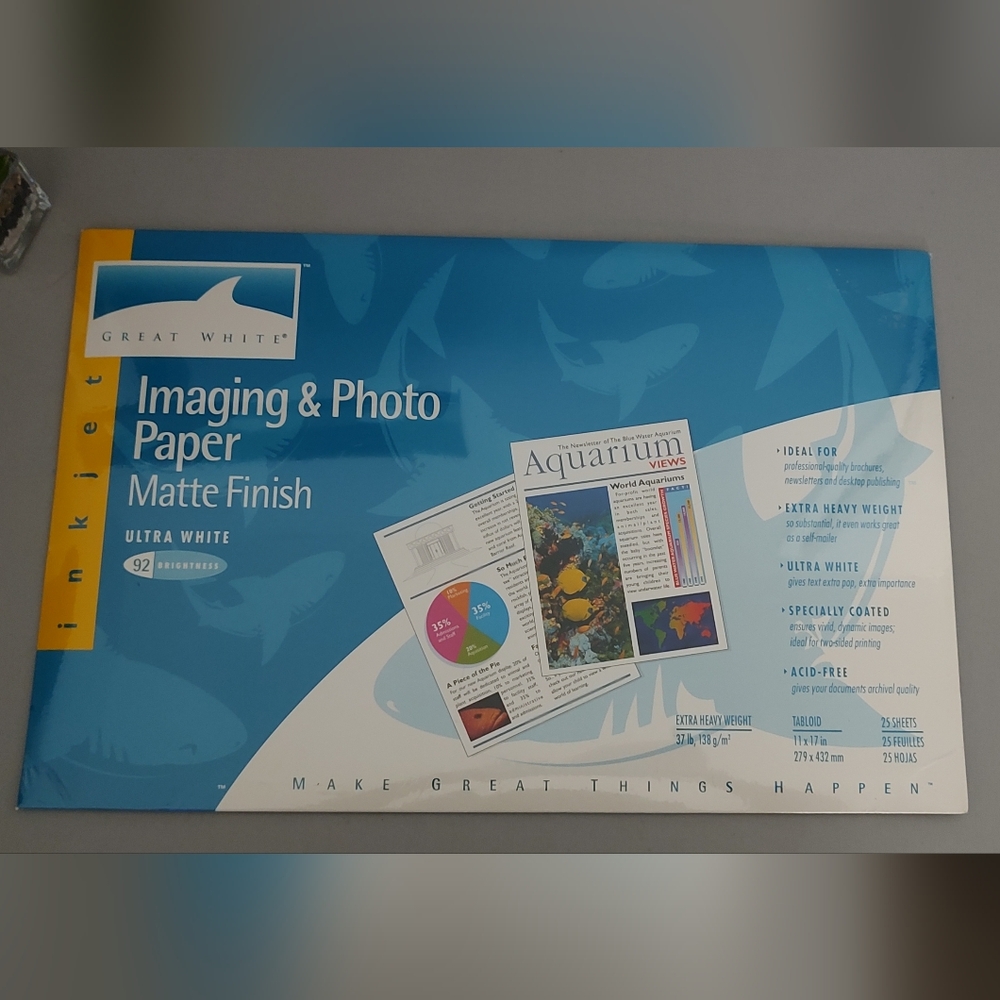 Imaging &Photo Paper -Matte Finish Ultra White 11 x 17 -New 25 Sheets Acid Free
